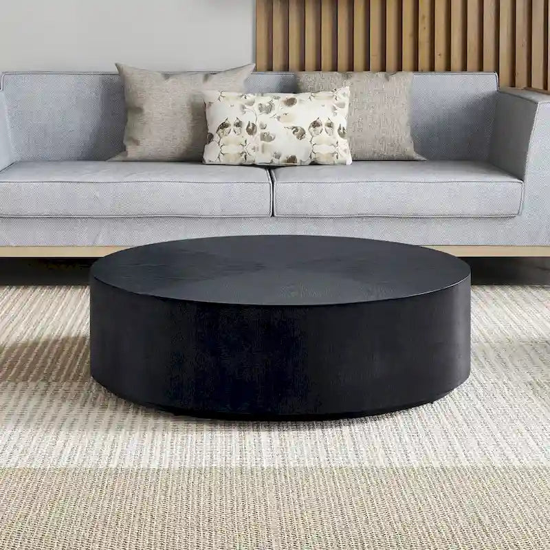 35 Inch Modern Round Coffee Table with Pedestal Base