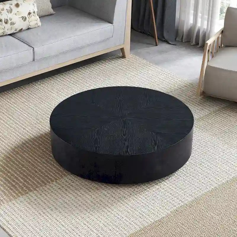 35 Inch Modern Round Coffee Table with Pedestal Base