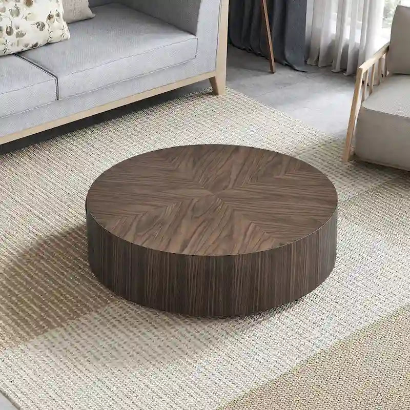 Moderner runder Couchtisch mit 35 Zoll Durchmesser und Säulenfuß