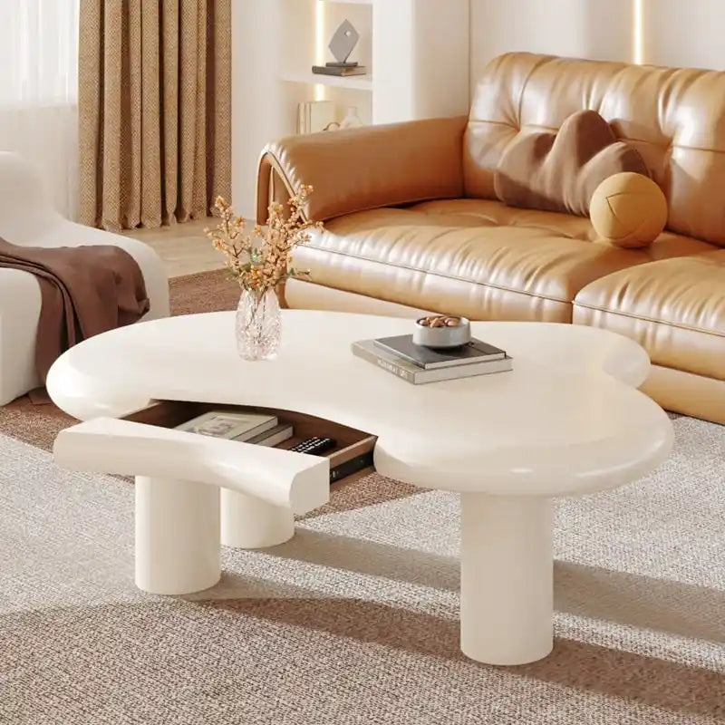 Modern Cute Cloud Coffee Table with Drawer for Living Room