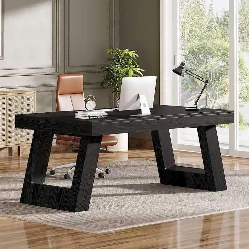 Scrivania direzionale in legno da 63 pollici, grande scrivania per computer da ufficio domestico