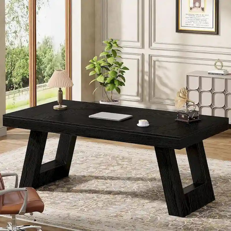 Scrivania direzionale in legno da 63 pollici, grande scrivania per computer da ufficio domestico