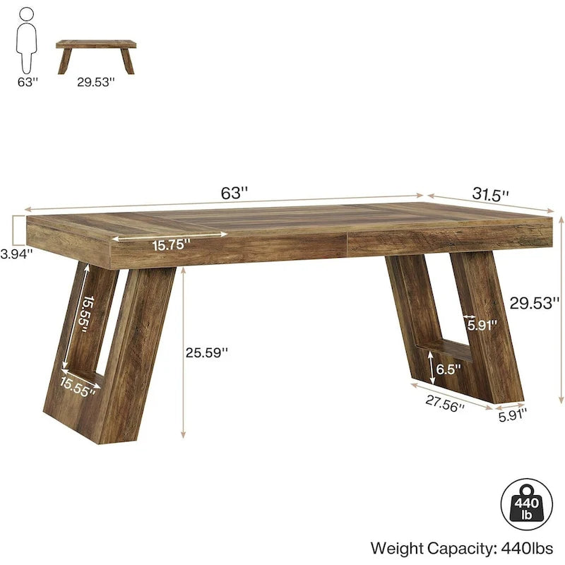 Scrivania direzionale in legno da 63 pollici, grande scrivania per computer da ufficio domestico