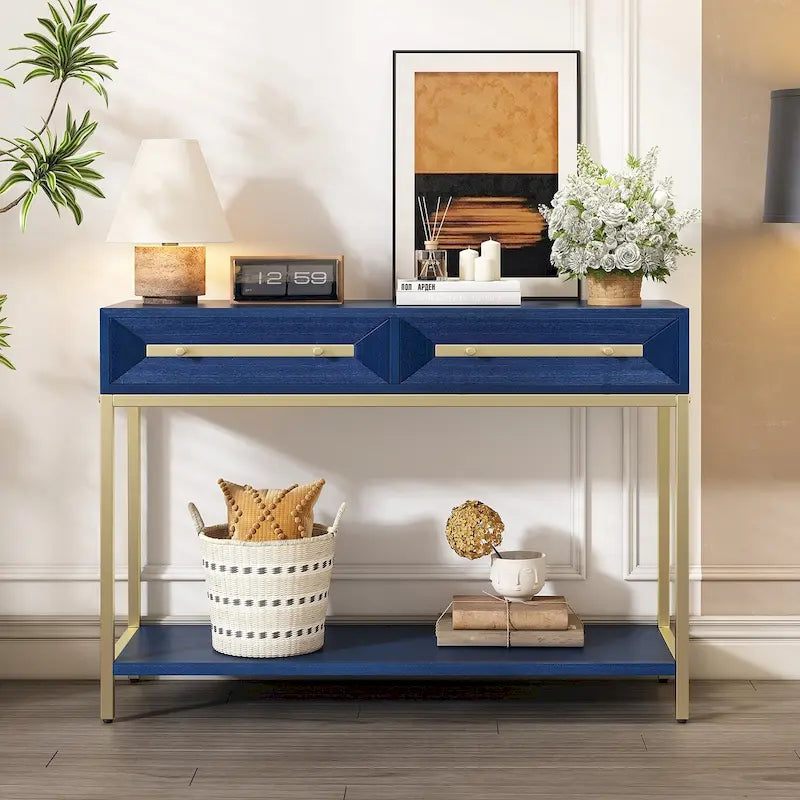 Houten consoletafel voor hal met 2 laden voor woonkamer en hal