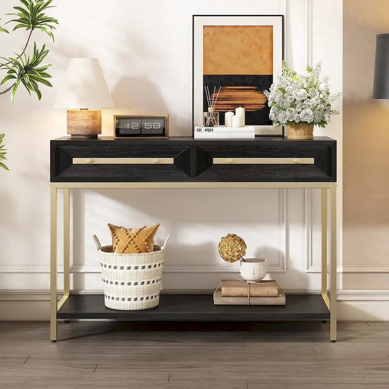 Houten consoletafel voor hal met 2 laden voor woonkamer en hal