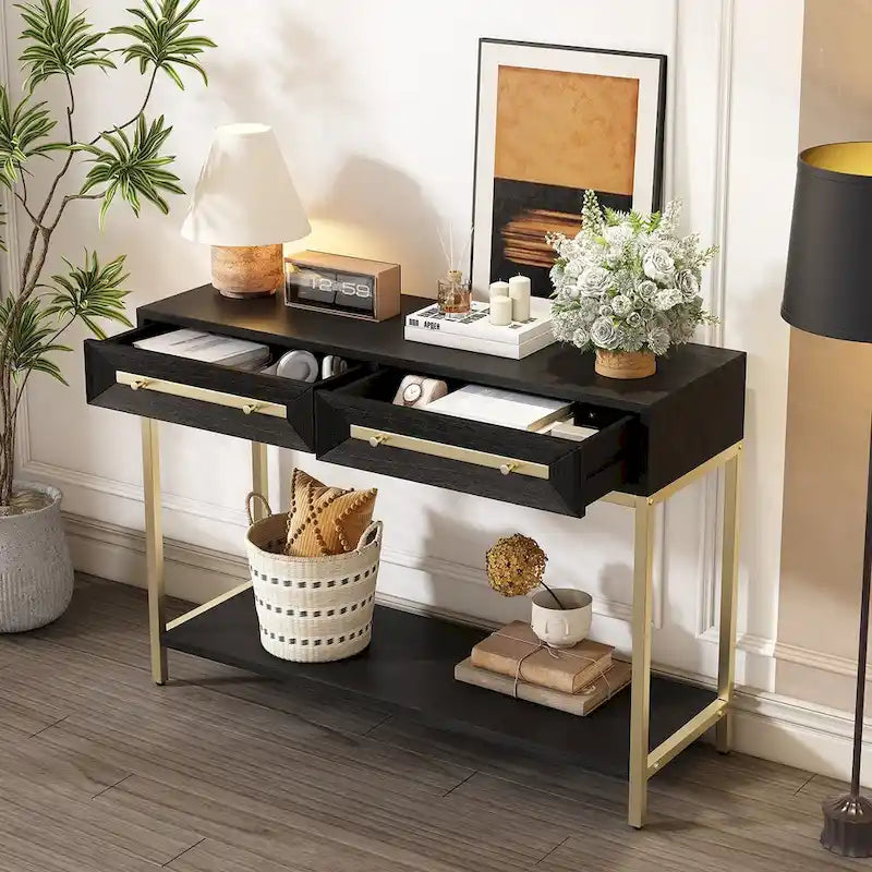 Houten consoletafel voor hal met 2 laden voor woonkamer en hal