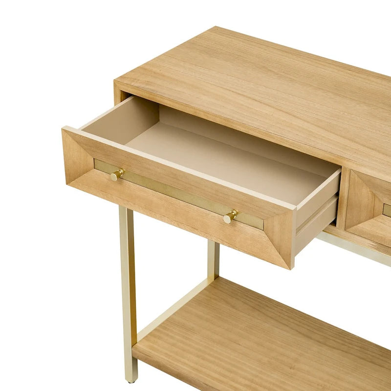 Houten consoletafel voor hal met 2 laden voor woonkamer en hal