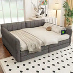 Gepolstertes Plattformbett in Queen-Size mit USB-Anschluss und 2 Stauraumschubladen