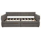 Gepolstertes Plattformbett in Queen-Size mit USB-Anschluss und 2 Stauraumschubladen