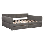 Gepolstertes Plattformbett in Queen-Size mit USB-Anschluss und 2 Stauraumschubladen