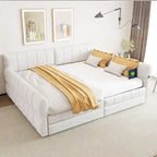 Gepolstertes Plattformbett in Queen-Size mit USB-Anschluss und 2 Stauraumschubladen