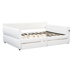 Gepolstertes Plattformbett in Queen-Size mit USB-Anschluss und 2 Stauraumschubladen