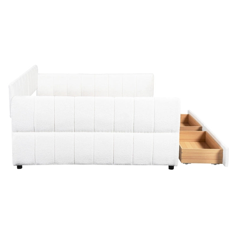 Gepolstertes Plattformbett in Queen-Size mit USB-Anschluss und 2 Stauraumschubladen