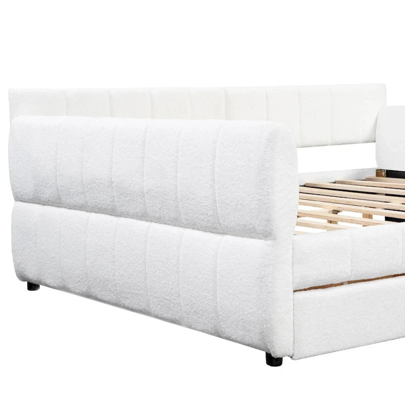 Gepolstertes Plattformbett in Queen-Size mit USB-Anschluss und 2 Stauraumschubladen