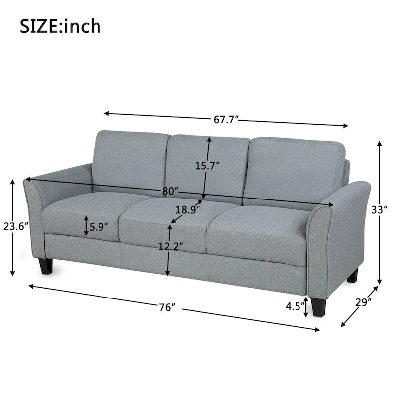 Sofa 3-osobowa z lnianą tapicerką