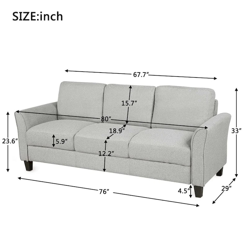 Sofa 3-osobowa z lnianą tapicerką