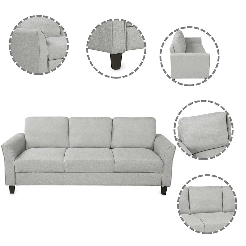 Sofa 3-osobowa z lnianą tapicerką