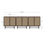 Akzentschrank mit Türen aus natürlichem Rattan-Geflecht, Metalluntergestell und verstellbarem Einlegeboden