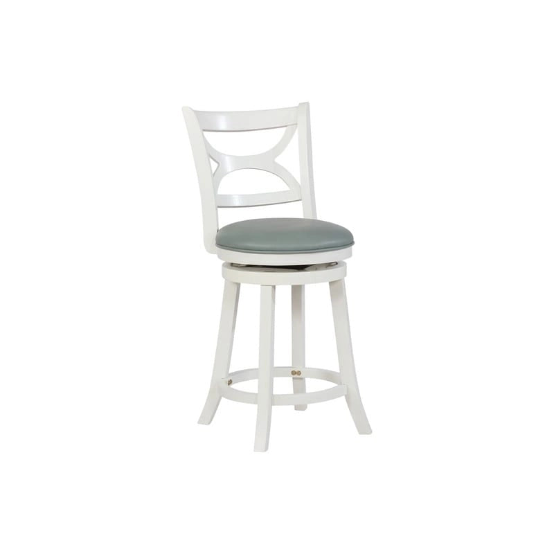 Swivel Stool with Faux Leather Seat and Solid Wood Frame