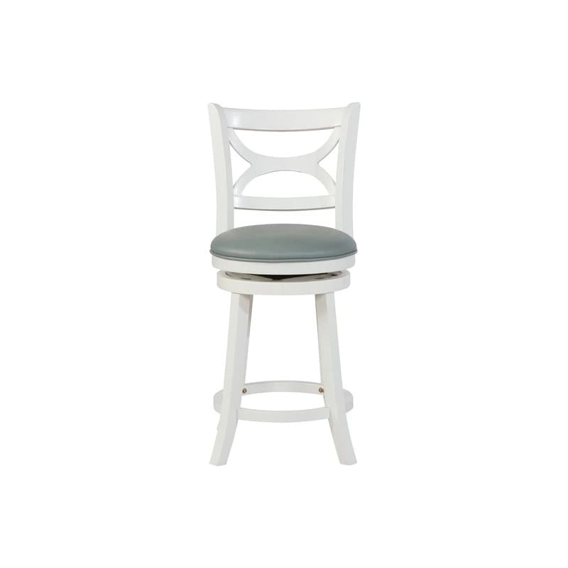 Swivel Stool with Faux Leather Seat and Solid Wood Frame