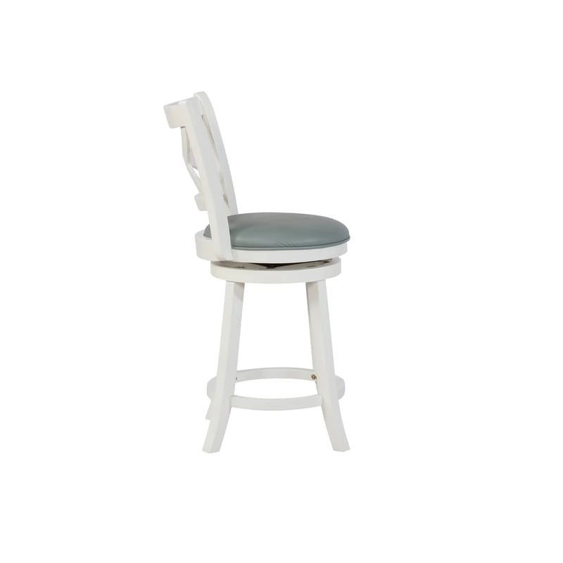 Swivel Stool with Faux Leather Seat and Solid Wood Frame