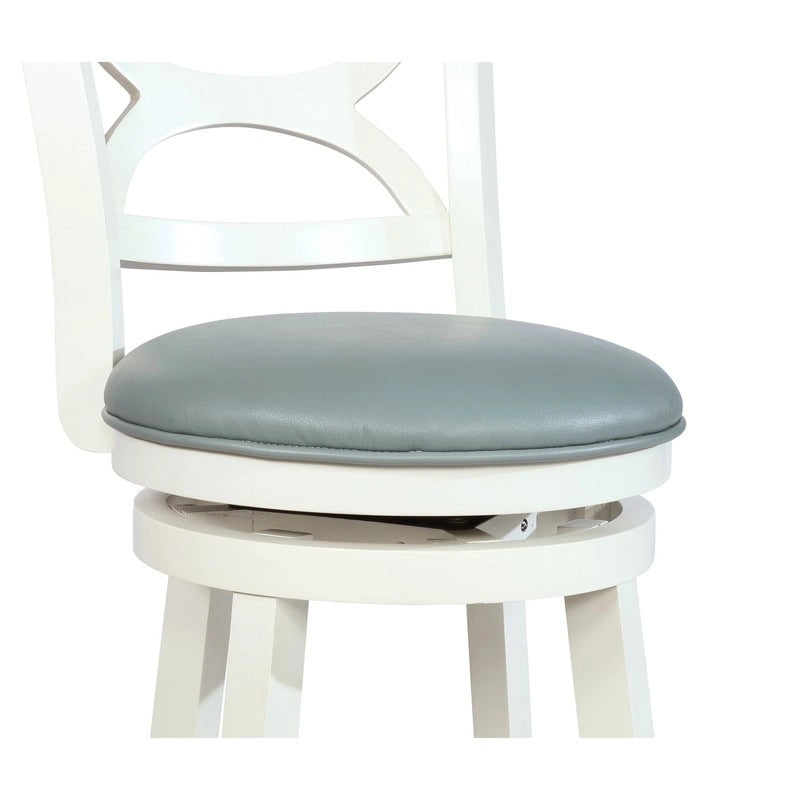 Swivel Stool with Faux Leather Seat and Solid Wood Frame