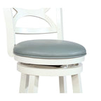 Swivel Stool with Faux Leather Seat and Solid Wood Frame