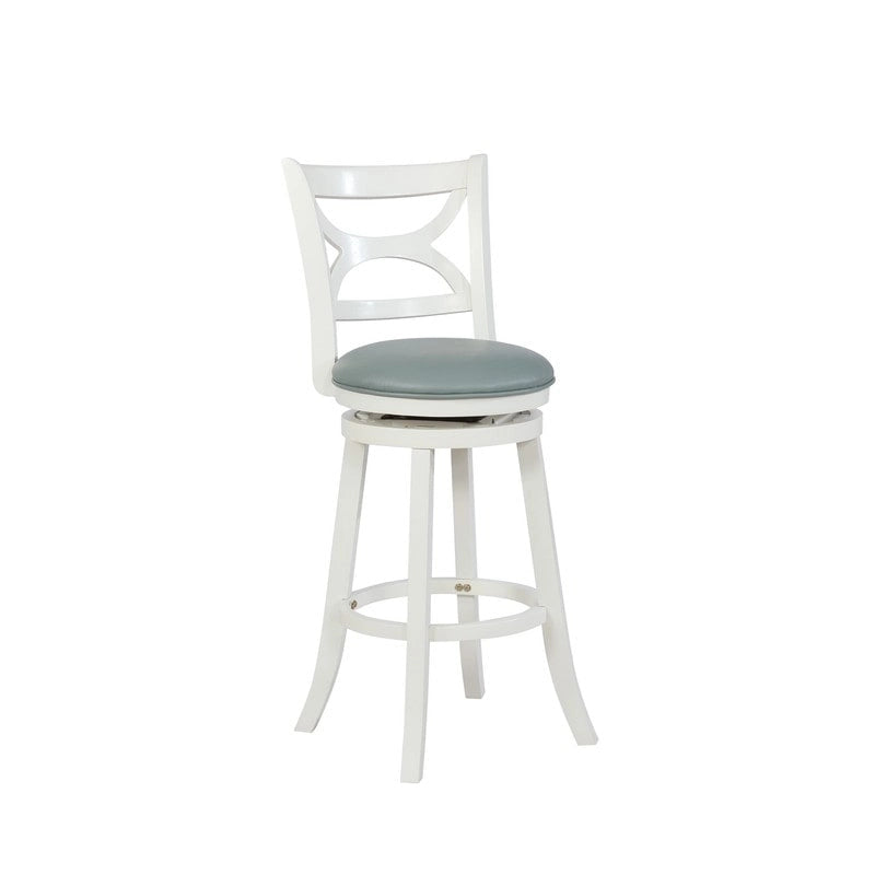 Swivel Stool with Faux Leather Seat and Solid Wood Frame