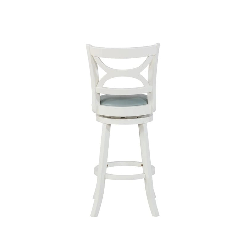 Swivel Stool with Faux Leather Seat and Solid Wood Frame