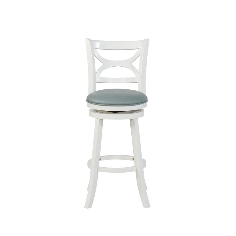 Swivel Stool with Faux Leather Seat and Solid Wood Frame