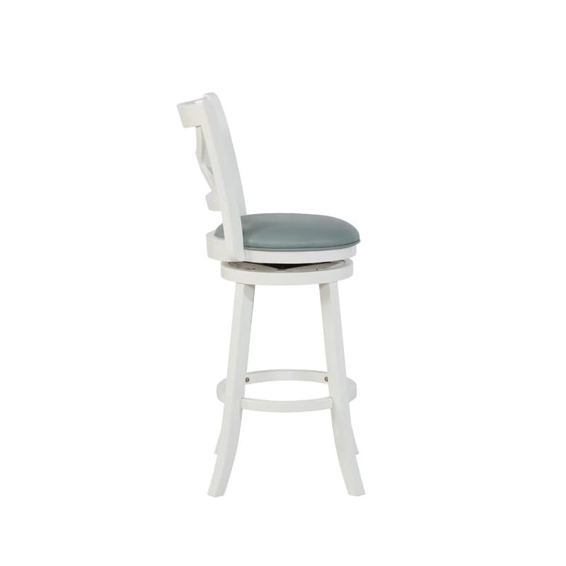 Swivel Stool with Faux Leather Seat and Solid Wood Frame