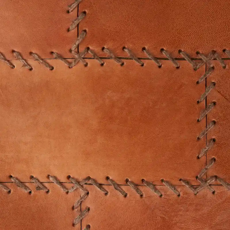 Industriële patchwork-poef van leer