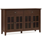 Buffet transitionnel en bois massif de 60 pouces de large avec 4 portes