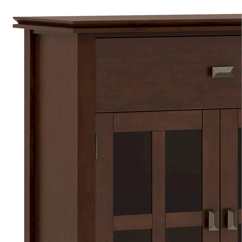 Buffet transitionnel en bois massif de 60 pouces de large avec 4 portes