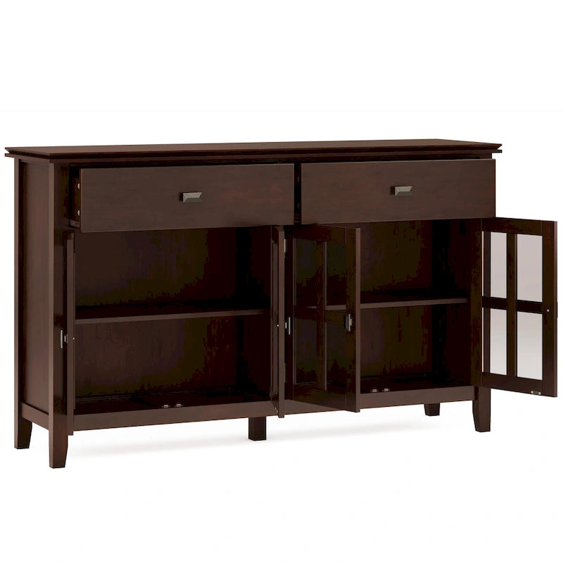 60 Wide Solid Wood Transitional Large 4 Door Sideboard Buffet