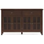Buffet transitionnel en bois massif de 60 pouces de large avec 4 portes