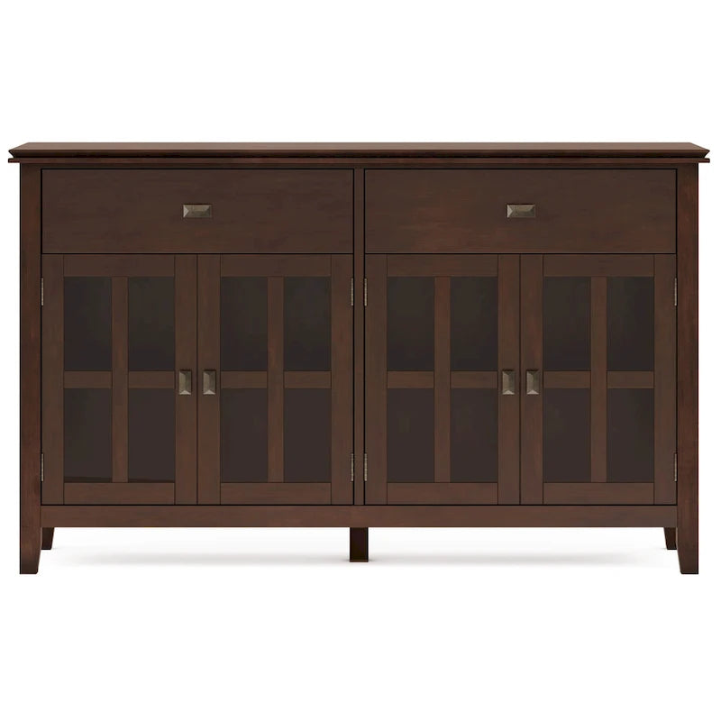 Buffet transitionnel en bois massif de 60 pouces de large avec 4 portes