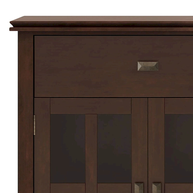 Buffet transitionnel en bois massif de 60 pouces de large avec 4 portes