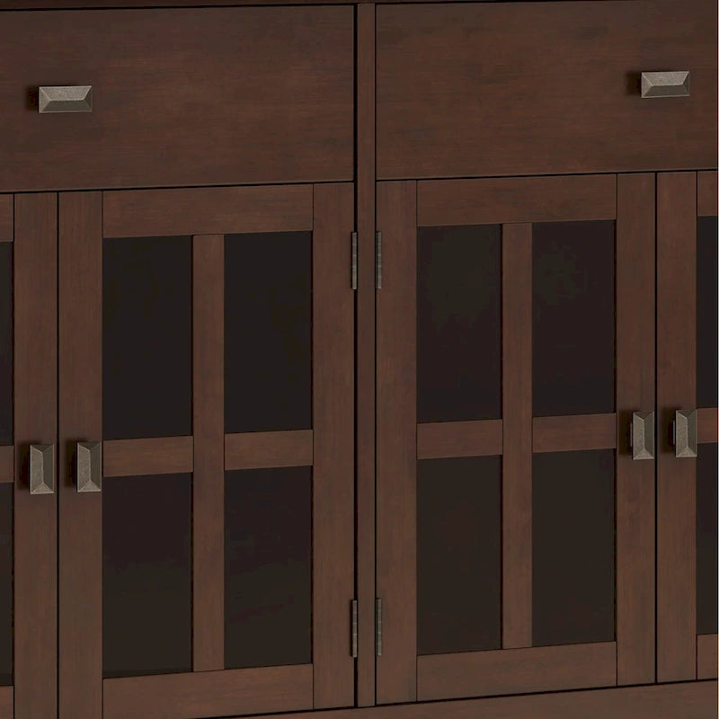 Buffet transitionnel en bois massif de 60 pouces de large avec 4 portes