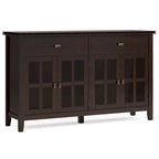 Buffet transitionnel en bois massif de 60 pouces de large avec 4 portes