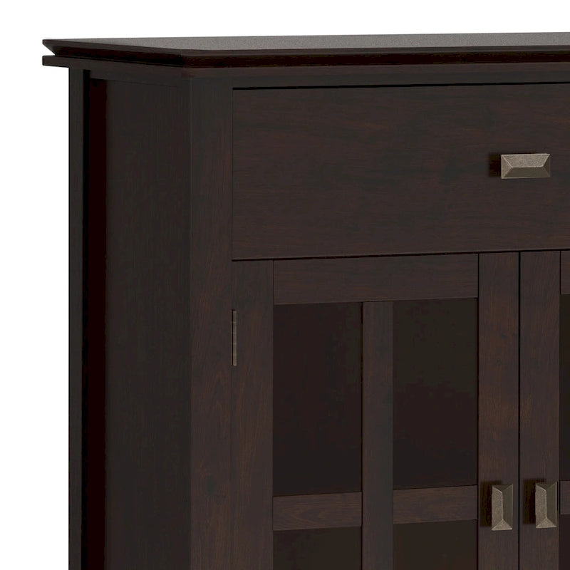 Buffet transitionnel en bois massif de 60 pouces de large avec 4 portes