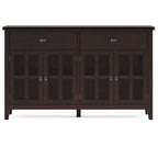 Buffet transitionnel en bois massif de 60 pouces de large avec 4 portes
