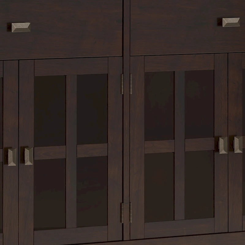 Buffet transitionnel en bois massif de 60 pouces de large avec 4 portes