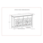 Buffet transitionnel en bois massif de 60 pouces de large avec 4 portes