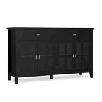 Buffet transitionnel en bois massif de 60 pouces de large avec 4 portes