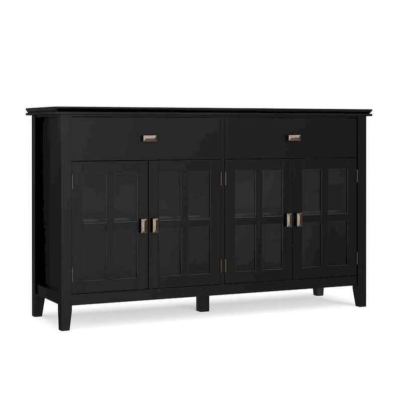 Buffet transitionnel en bois massif de 60 pouces de large avec 4 portes