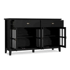 Buffet transitionnel en bois massif de 60 pouces de large avec 4 portes