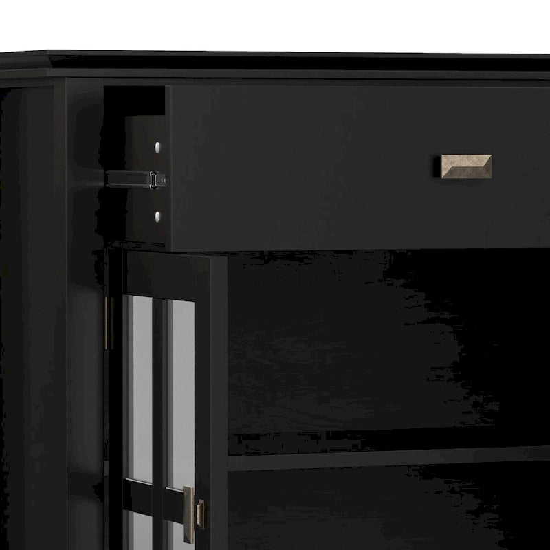 Buffet transitionnel en bois massif de 60 pouces de large avec 4 portes