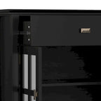 Buffet transitionnel en bois massif de 60 pouces de large avec 4 portes