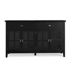 Buffet transitionnel en bois massif de 60 pouces de large avec 4 portes